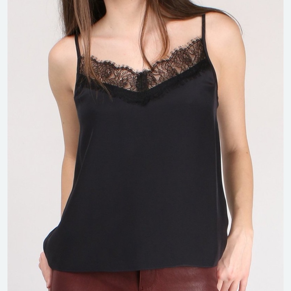 Jenni Kayne Silk Black Lace Cami Top